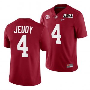 Men's Alabama Crimson Tide #4 Jerry Jeudy 2021 Rose Bowl Champions Crimson NCAA Playoff Home College Football Jersey 2403QWDO4